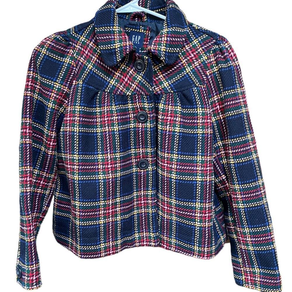 Gap Kids Plaid Wool Pea Coat Like New Condition XL Size 12